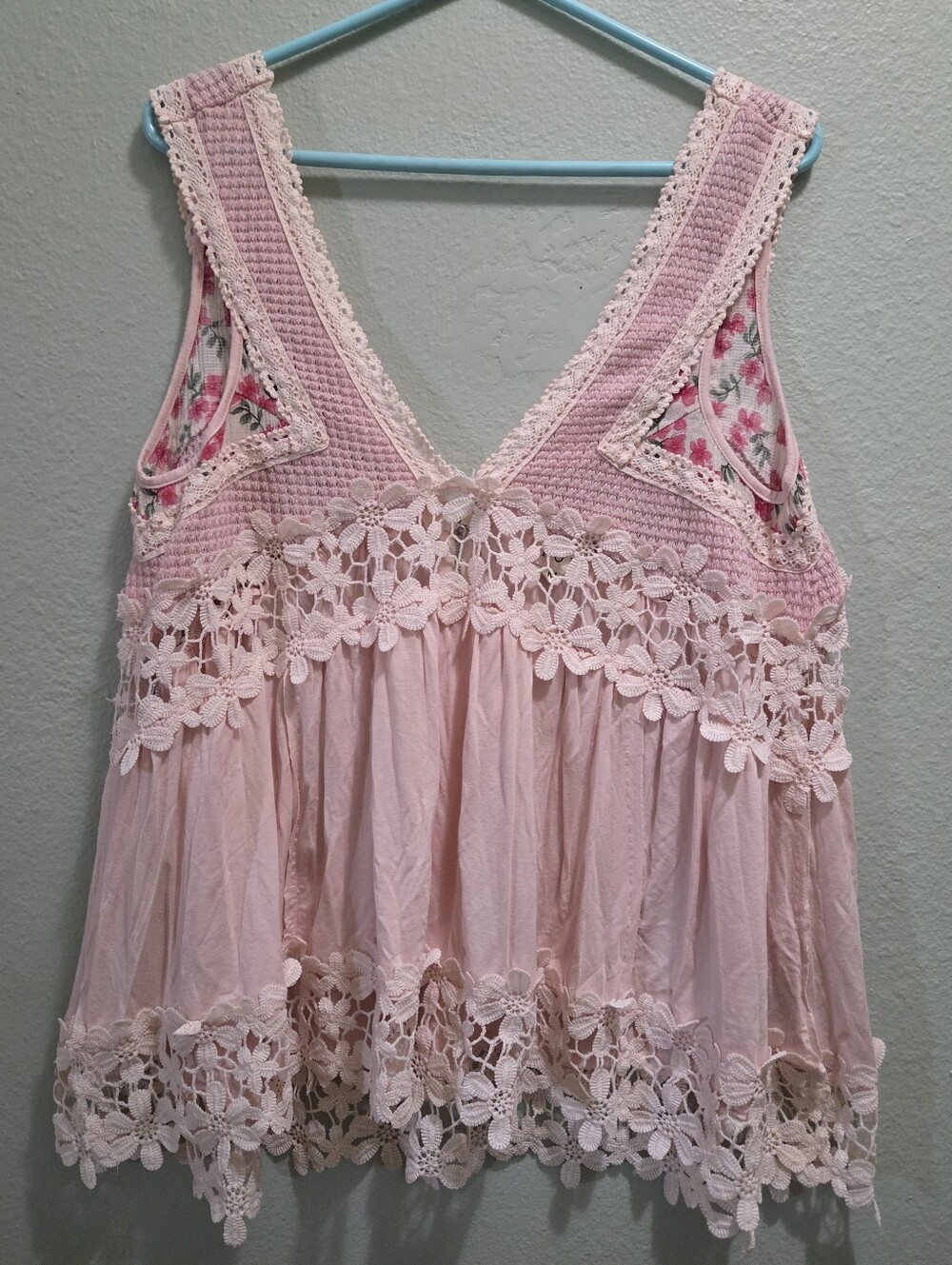 POL Floral Swing Tank With Lace Detail